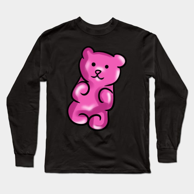 Cute Pink Gummy Bear Long Sleeve T-Shirt by Trendy Black Sheep